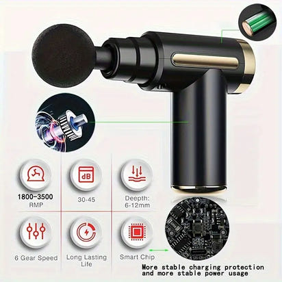 Hollow Deep Relief Mini Massage Gun — 6-Speed Compact Muscle Massager for Deep Tissue Recovery